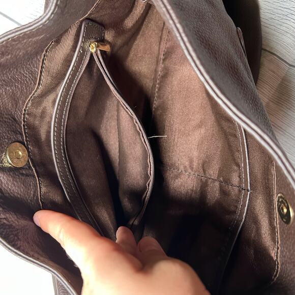 Cuore & Pelle Sophia Leather Hobo Slouchy Shoulder Bag Brown Magnetic Closure - Picture 6 of 6